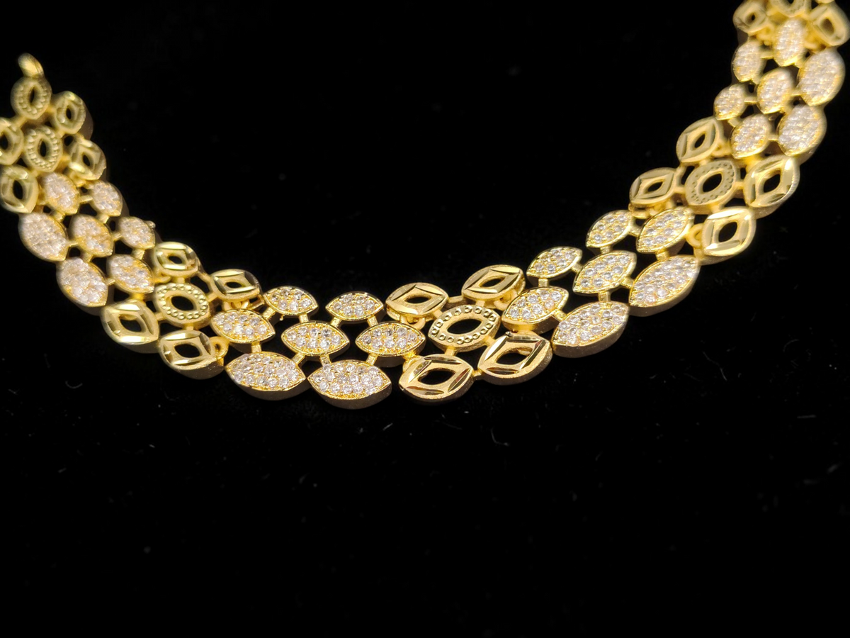 1 Gram Gold Plated Oval Link AD Necklace Set