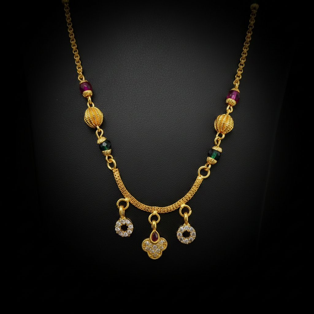 Elegant Multicolor Beaded Mangalsutra with Designer Pendant – 1 Gram Gold Jewellery