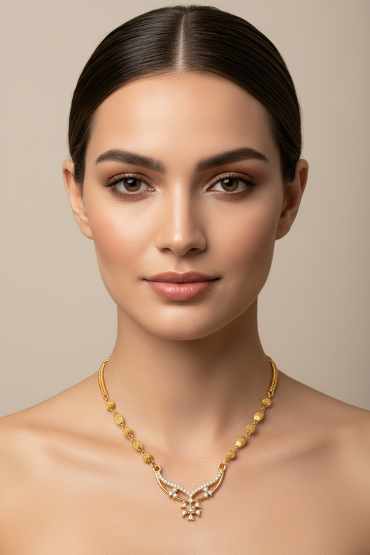 Elegant V-Shape Designer Mangalsutra with Sparkling Pendant – 1 Gram Gold Jewellery
