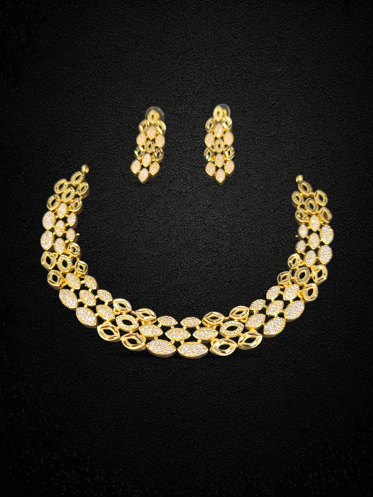 1 Gram Gold Plated Oval Link AD Necklace Set