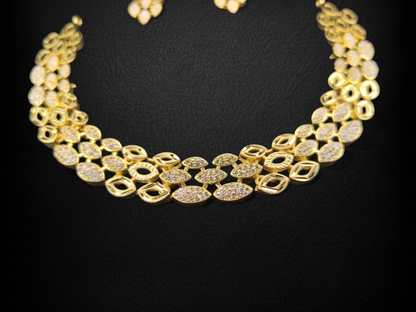 1 Gram Gold Plated Oval Link AD Necklace Set