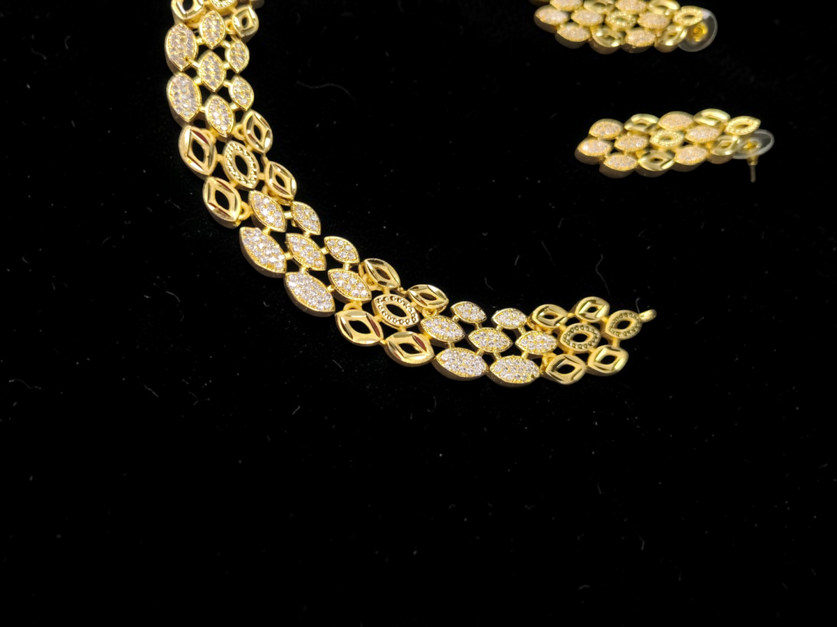 1 Gram Gold Plated Oval Link AD Necklace Set
