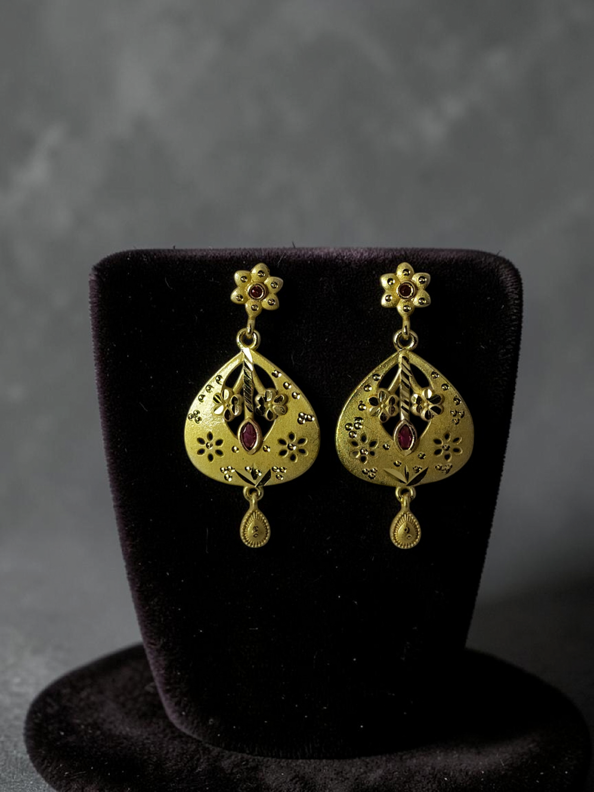 Gold-Plated Floral Teardrop Designer Drop Earrings for Women | Traditional Ethnic Dangle Earrings