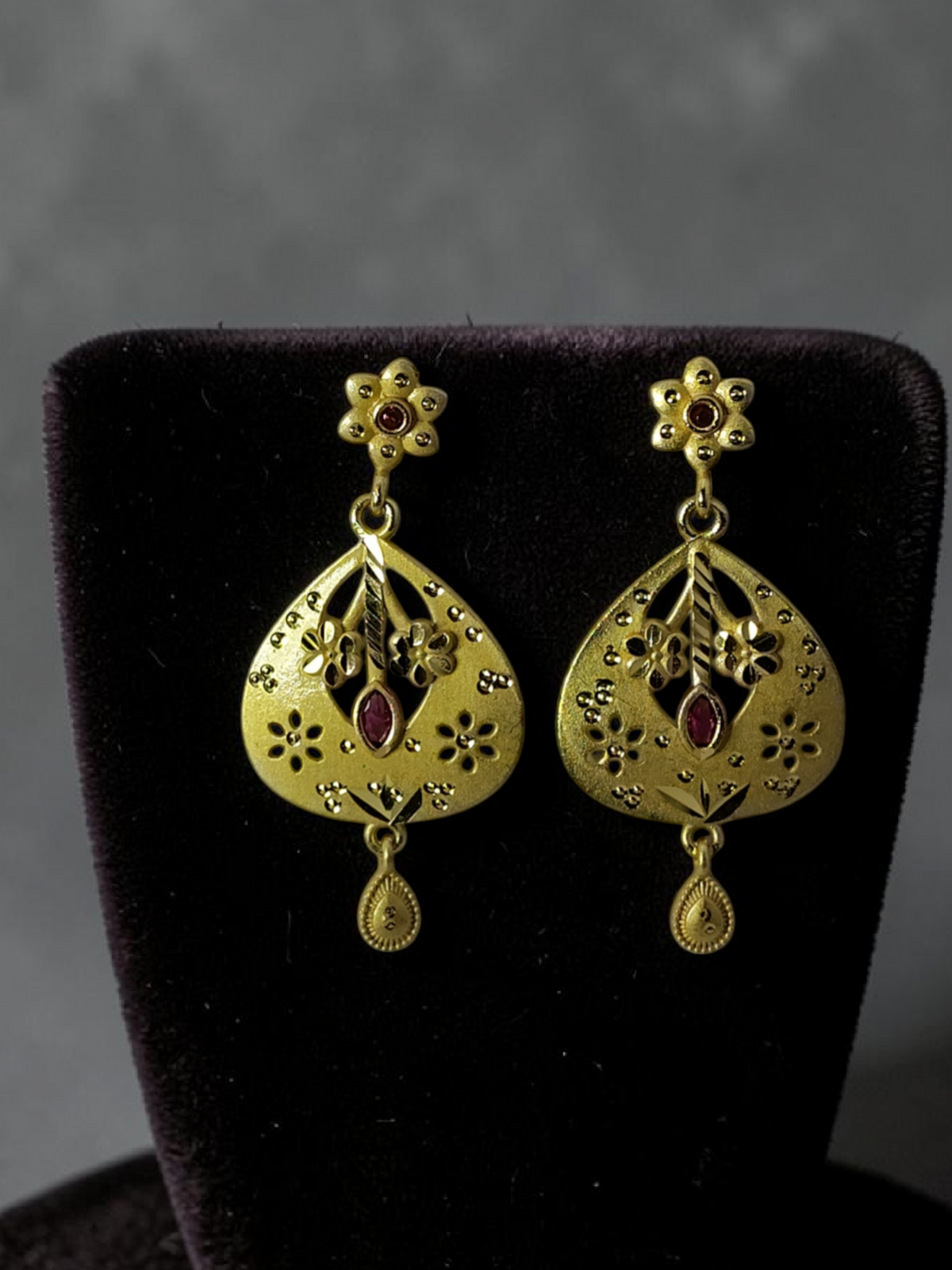 Gold-Plated Floral Teardrop Designer Drop Earrings for Women | Traditional Ethnic Dangle Earrings