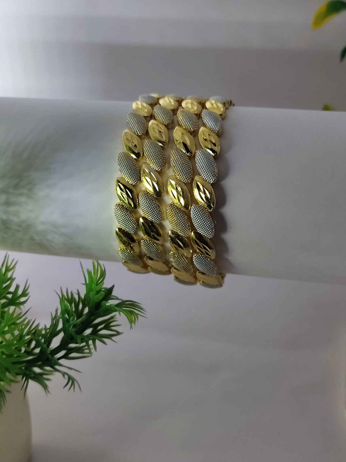 Gold Polish Oval Designer Bangles Set for Women (4 Pieces) | Traditional Daily Wear Jewellery