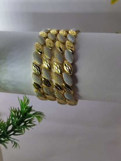 Gold Polish Oval Designer Bangles Set for Women (4 Pieces) | Traditional Daily Wear Jewellery