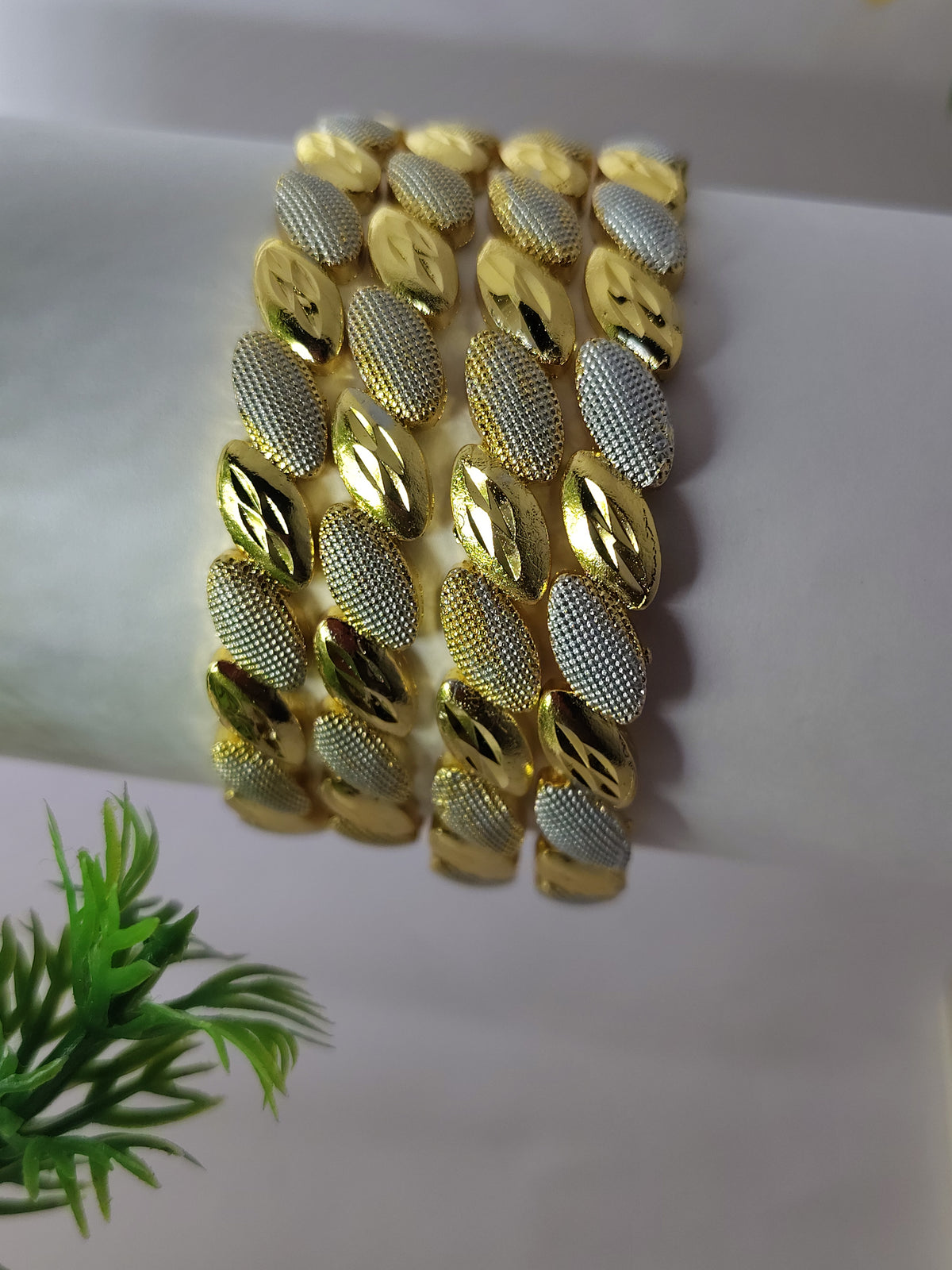 Gold Polish Oval Designer Bangles Set for Women (4 Pieces) | Traditional Daily Wear Jewellery