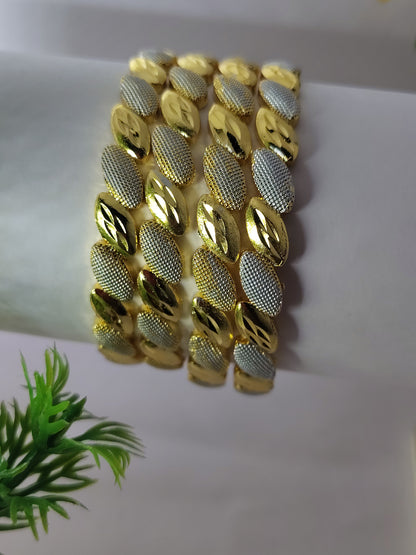 Gold Polish Oval Designer Bangles Set for Women (4 Pieces) | Traditional Daily Wear Jewellery