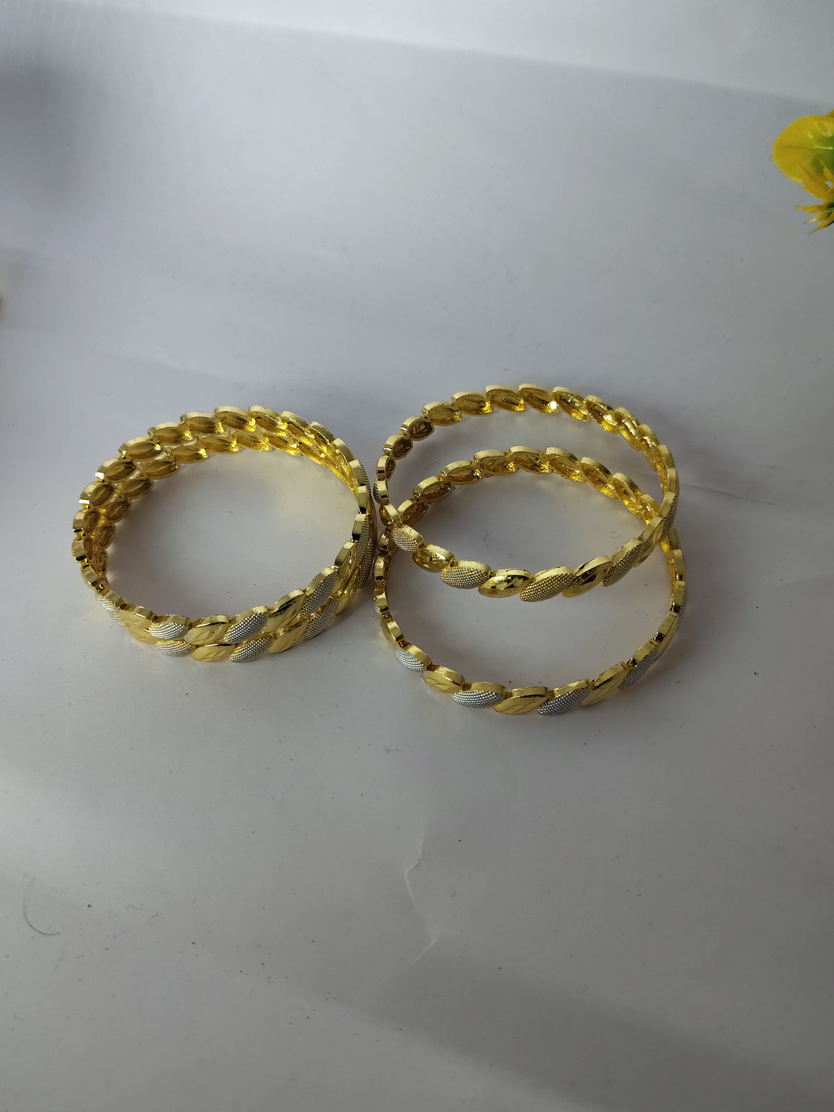 Gold Polish Oval Designer Bangles Set for Women (4 Pieces) | Traditional Daily Wear Jewellery