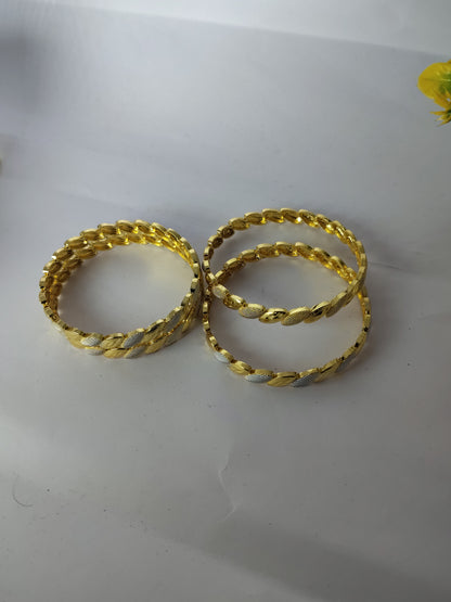 Gold Polish Oval Designer Bangles Set for Women (4 Pieces) | Traditional Daily Wear Jewellery