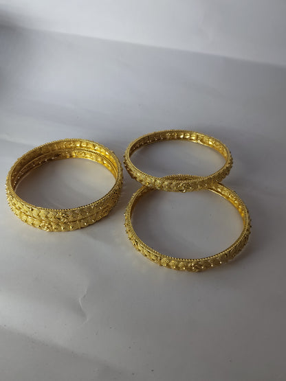Premium 1 Gram Gold Polish Floral Designer Bangles Set for Women (4 Pieces) | Traditional Daily Wear Jewellery