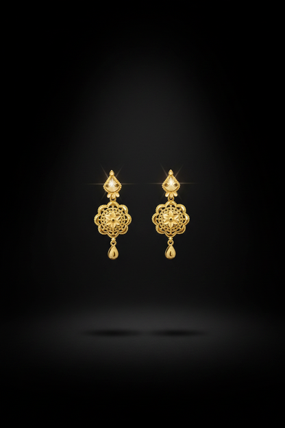22K Gold Plated Floral Filigree Choker Necklace Set | VINDRA