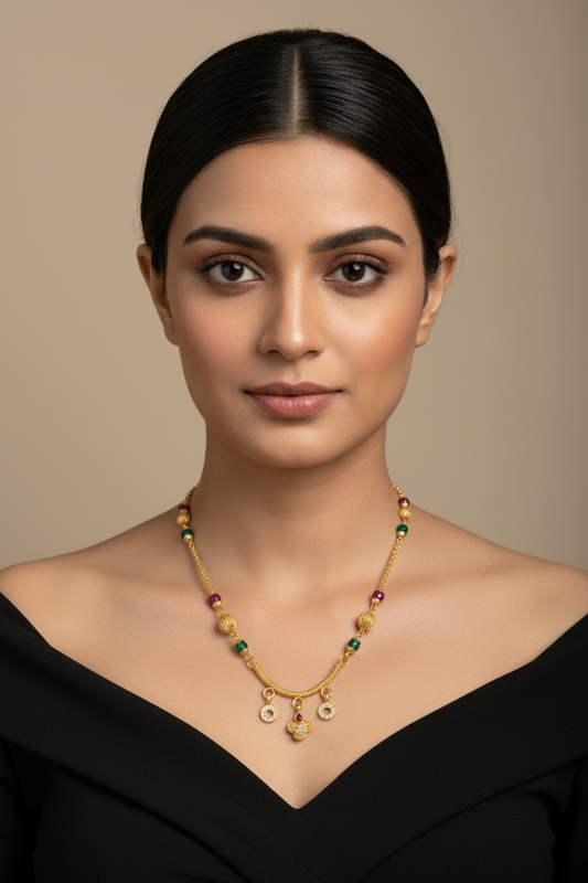 Elegant Multicolor Beaded Mangalsutra with Designer Pendant – 1 Gram Gold Jewellery
