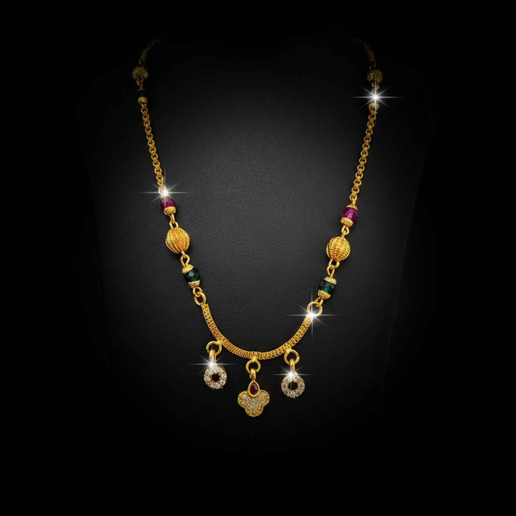 Elegant Multicolor Beaded Mangalsutra with Designer Pendant – 1 Gram Gold Jewellery