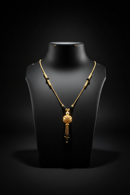 Elegant Gold Ball Pendant Mangalsutra with Black Beads – 1 Gram Gold Jewellery