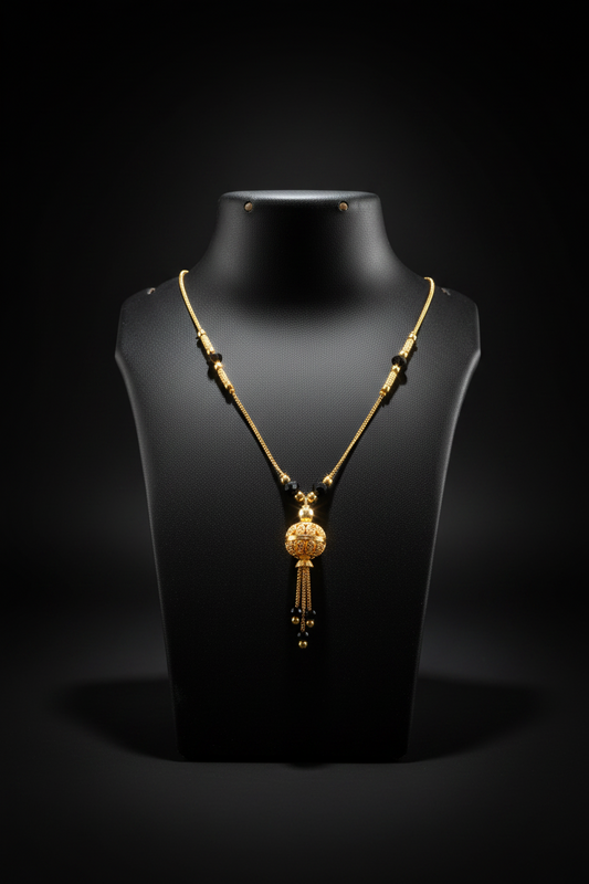 Elegant Gold Ball Pendant Mangalsutra with Black Beads – 1 Gram Gold Jewellery