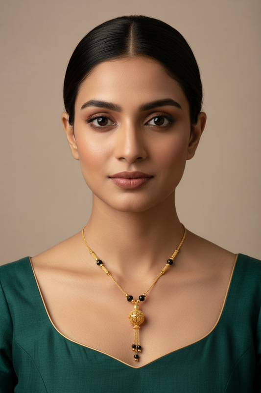 Elegant Gold Ball Pendant Mangalsutra with Black Beads – 1 Gram Gold Jewellery