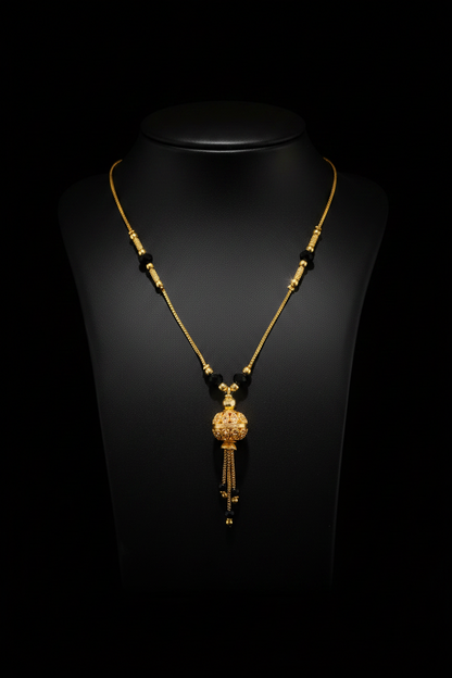 Elegant Gold Ball Pendant Mangalsutra with Black Beads – 1 Gram Gold Jewellery