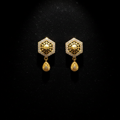 Elegant Hexagon Pendant Set with Earrings – 1 Gram Gold Jewellery