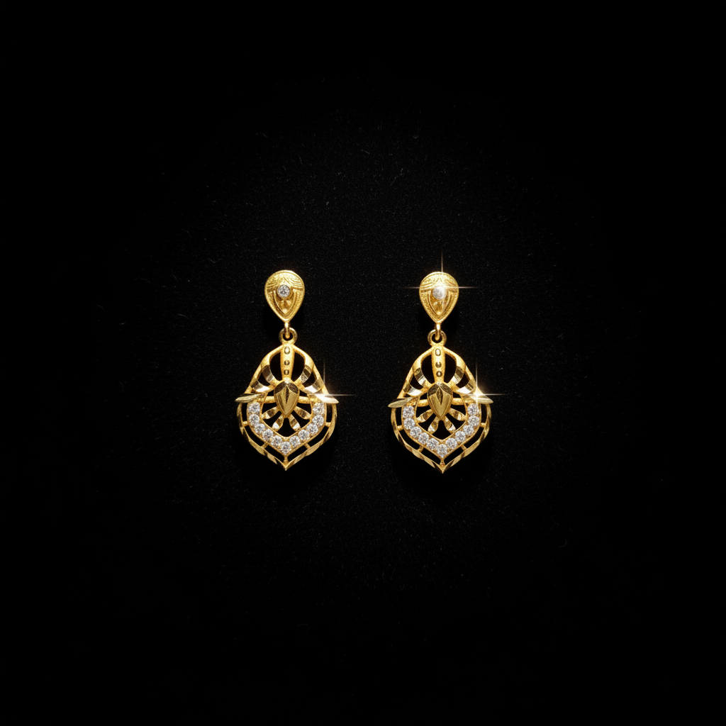 Elegant Leaf Design Pendant Set with Earrings – 1 Gram Gold Jewellery