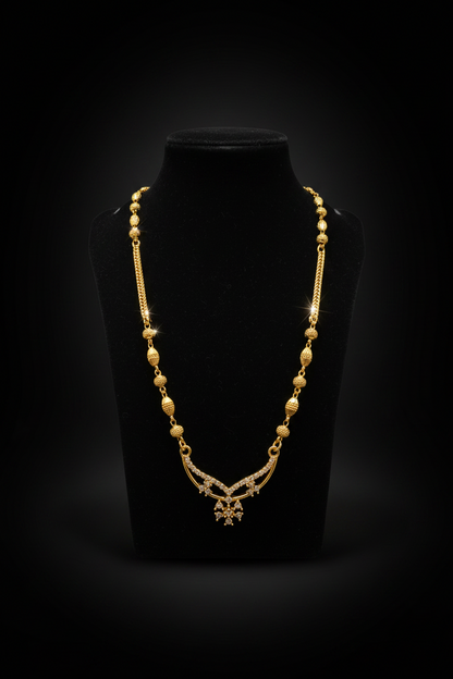 Elegant V-Shape Designer Mangalsutra with Sparkling Pendant – 1 Gram Gold Jewellery