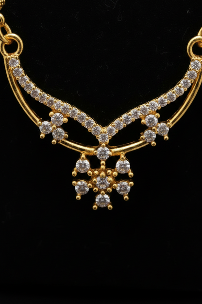 Elegant V-Shape Designer Mangalsutra with Sparkling Pendant – 1 Gram Gold Jewellery