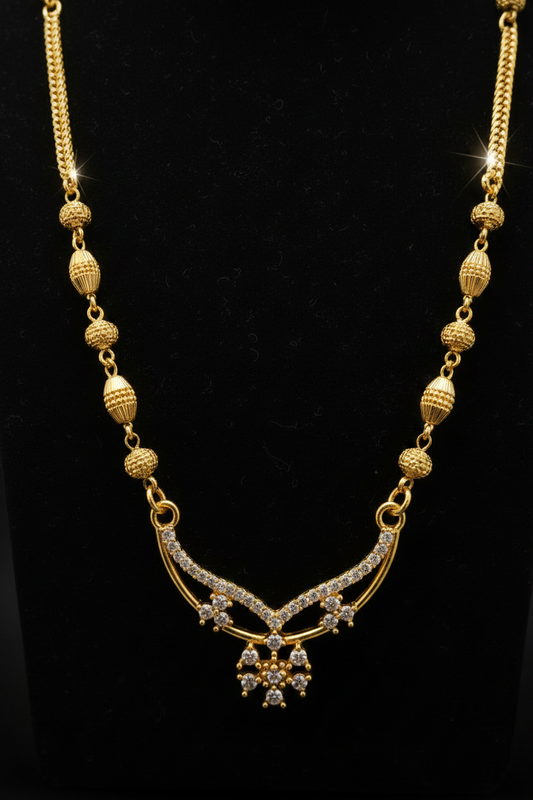 Elegant V-Shape Designer Mangalsutra with Sparkling Pendant – 1 Gram Gold Jewellery
