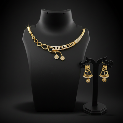 Elegant Designer AD Stone Necklace Set with Earrings – 1 Gram Gold Jewellery