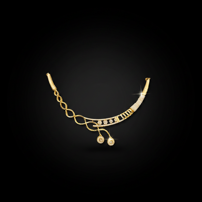 Elegant Designer AD Stone Necklace Set with Earrings – 1 Gram Gold Jewellery