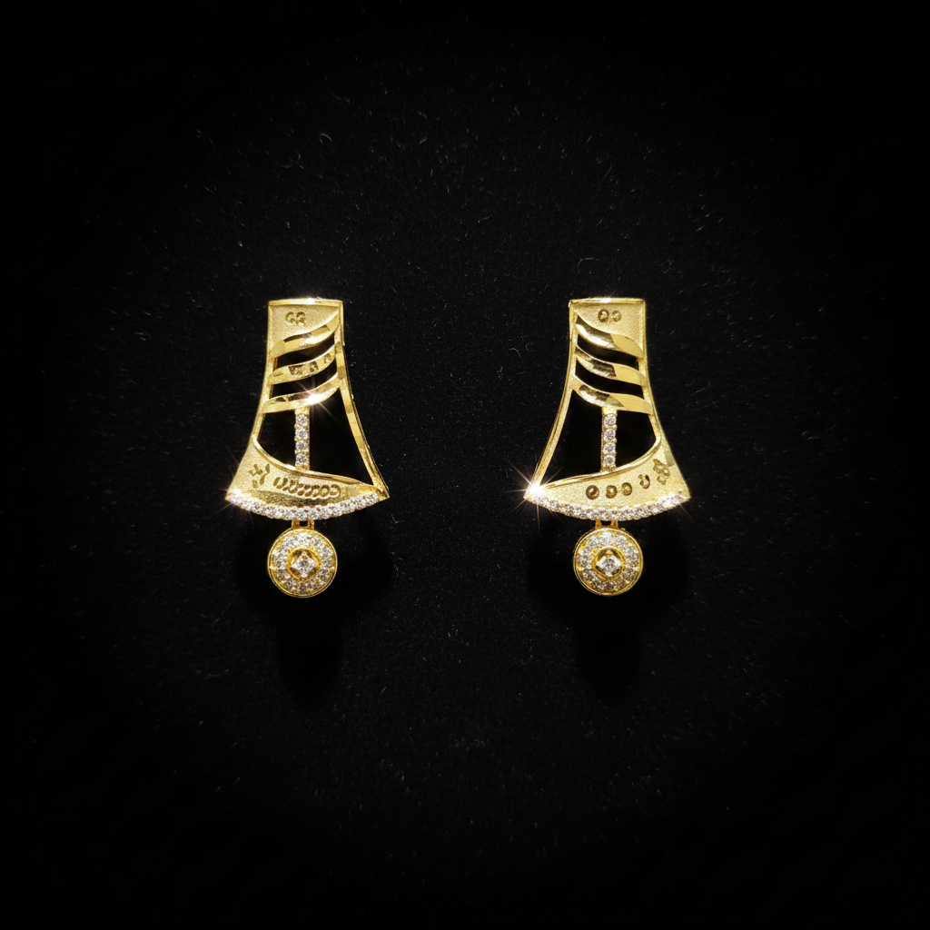 Elegant Designer AD Stone Necklace Set with Earrings – 1 Gram Gold Jewellery