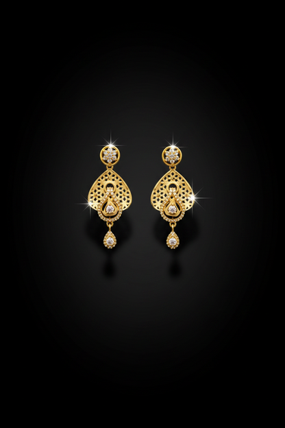 Elegant Teardrop Pendant AD Stone Necklace Set with Earrings – 1 Gram Gold Jewellery