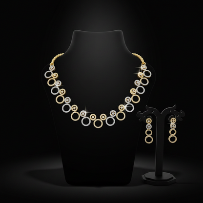 Elegant 1 Gram Gold Plated AD Stone Necklace Set with Earrings – 1 Gram Gold Jewellery