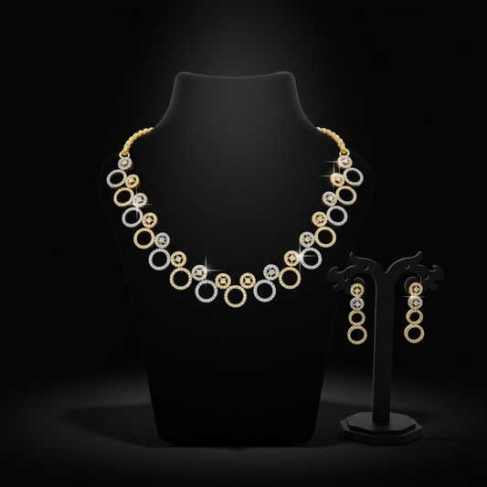 Elegant 1 Gram Gold Plated AD Stone Necklace Set with Earrings – 1 Gram Gold Jewellery