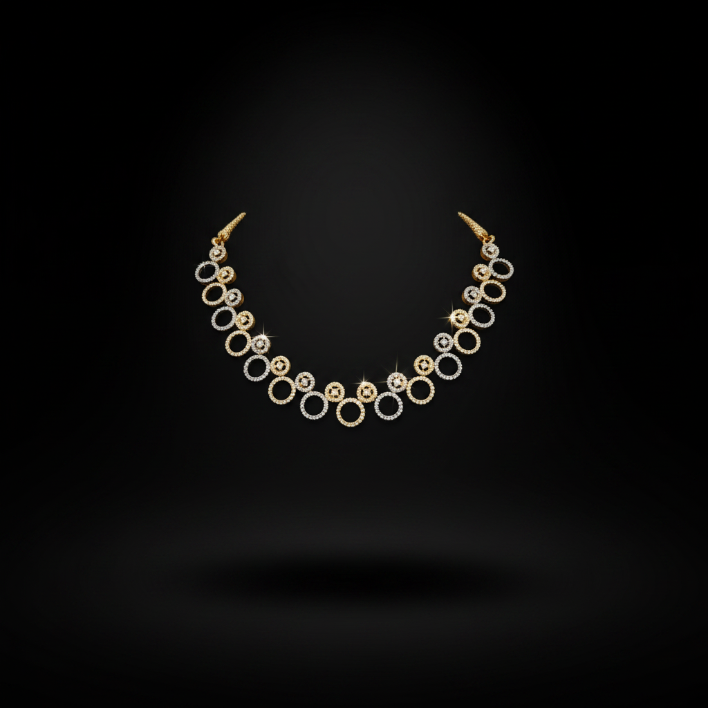 Elegant 1 Gram Gold Plated AD Stone Necklace Set with Earrings – 1 Gram Gold Jewellery