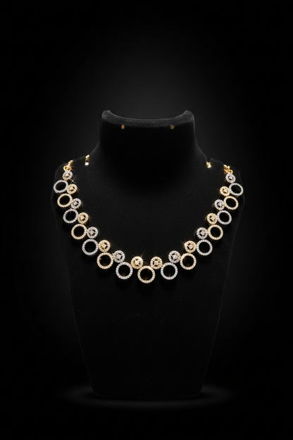 Elegant 1 Gram Gold Plated AD Stone Necklace Set with Earrings – 1 Gram Gold Jewellery