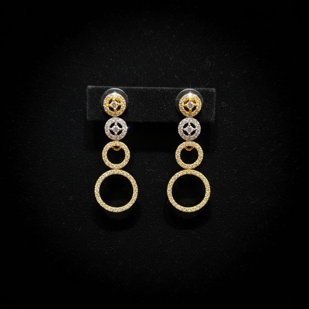 Elegant 1 Gram Gold Plated AD Stone Necklace Set with Earrings – 1 Gram Gold Jewellery
