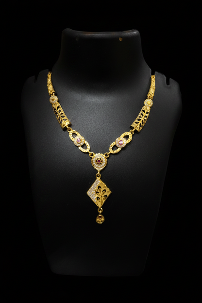 Elegant Gold-Finish Necklace & Earring Set - 1 Gram Gold Jewellery
