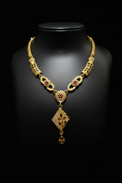 Elegant Gold-Finish Necklace & Earring Set - 1 Gram Gold Jewellery