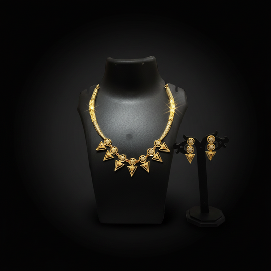 Traditional Designer AD Necklace with Matching Earrings - 1 Gram Gold Necklace Set for Women