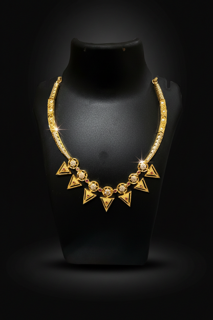 Traditional Designer AD Necklace with Matching Earrings - 1 Gram Gold Necklace Set for Women