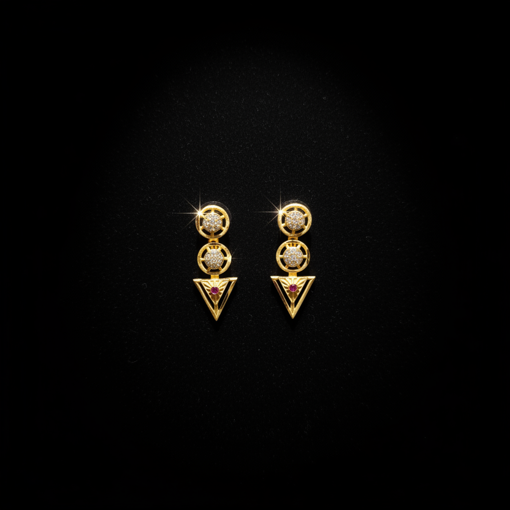 Traditional Designer AD Necklace with Matching Earrings - 1 Gram Gold Necklace Set for Women