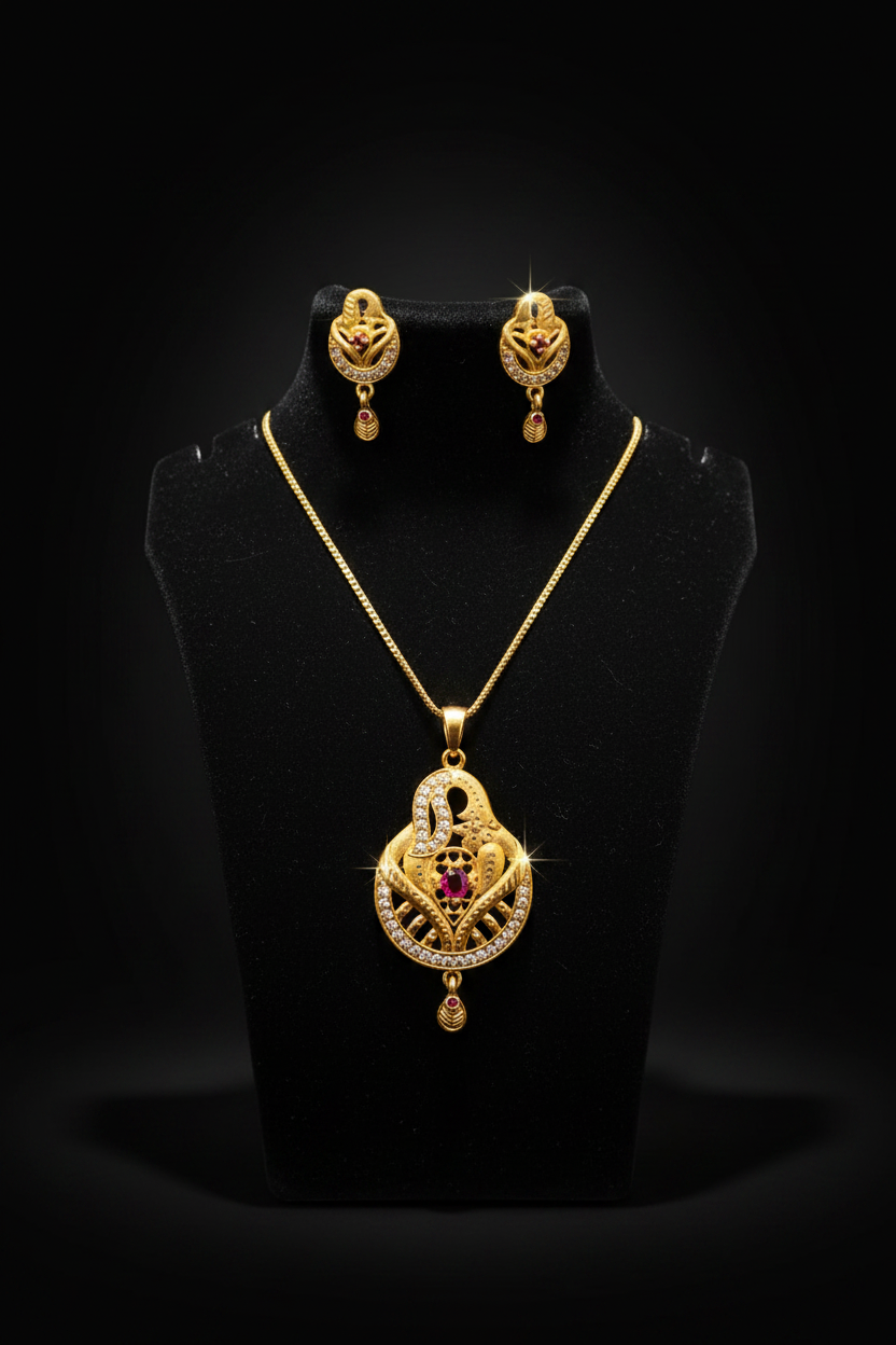 Premium Gold Plated Pendant Set for Women | Traditional Designer Necklace Set