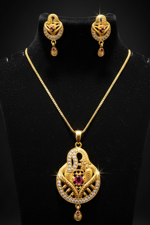Premium Gold Plated Pendant Set for Women | Traditional Designer Necklace Set