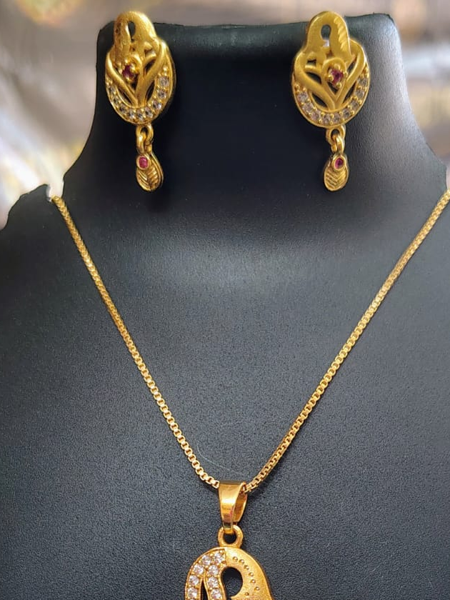 Premium Micro Gold Pendant Set with Matching Earrings